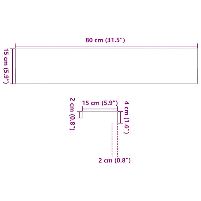 Davanzali 2 pz Non Trattati 80x15x2 cm Legno Massello di Rovere 4009086