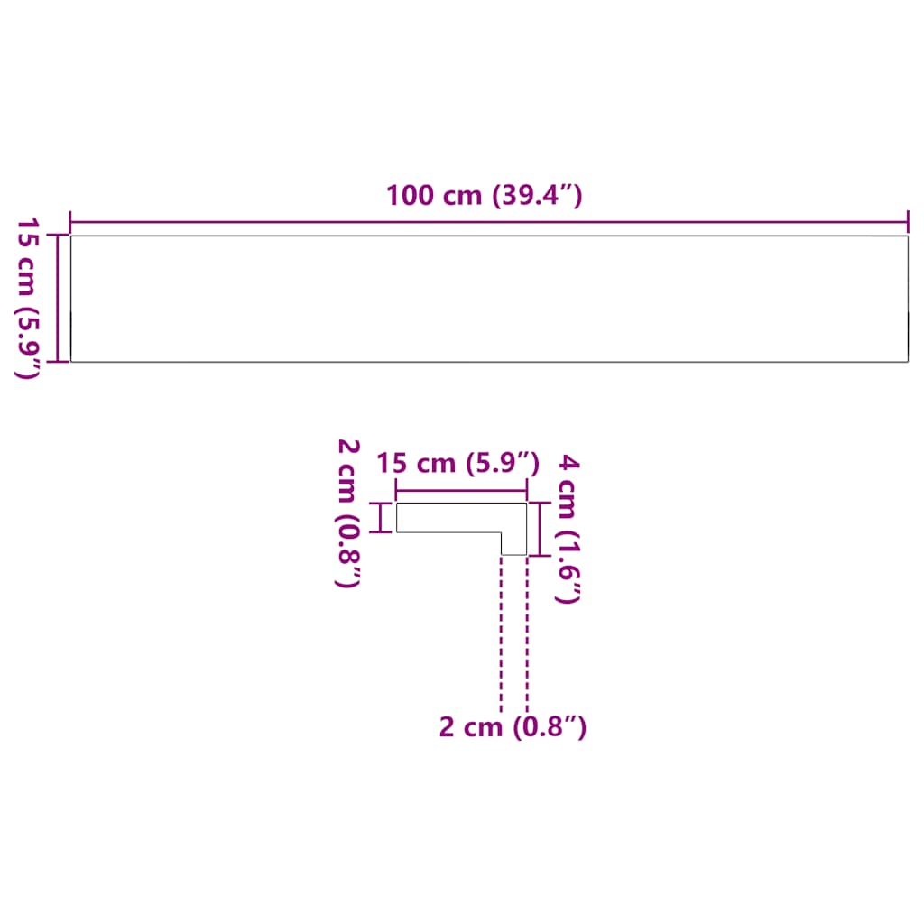 Davanzali 2 pz Non Trattati 100x15x2cm Legno Massello di Rovere 4009088