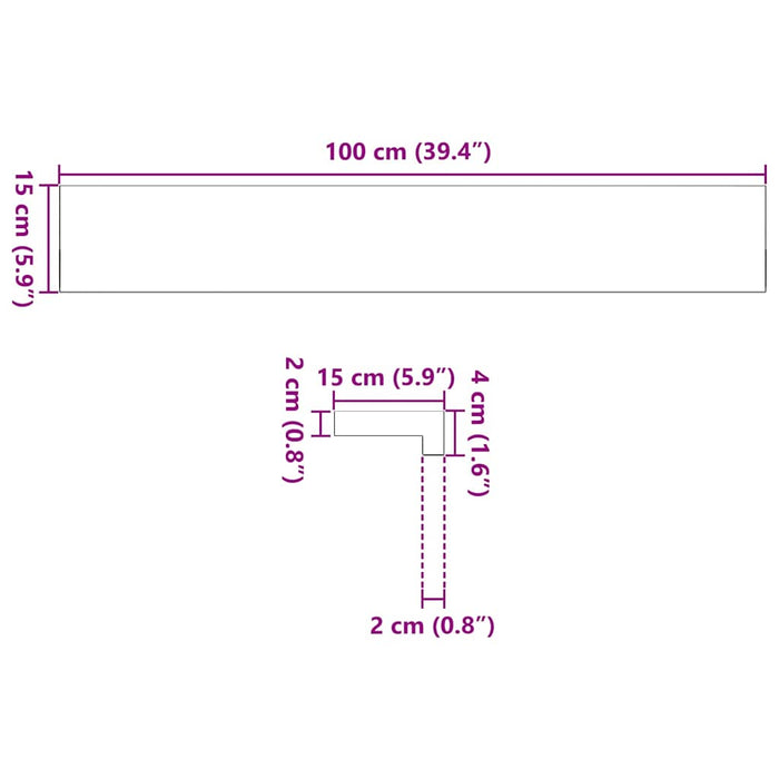 Davanzali 2 pz Non Trattati 100x15x2cm Legno Massello di Rovere 4009088