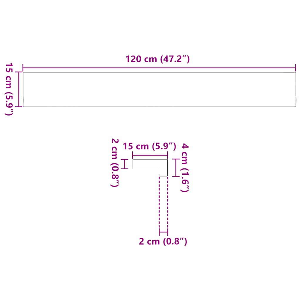 Davanzali 2 pz Non Trattati 120x15x2cm Legno Massello di Rovere 4009090