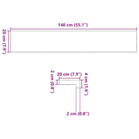 Davanzali 2 pz Non Trattati 140x20x2cm Legno Massello di Rovere 4009099