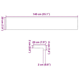 Davanzali 2 pz Non Trattati 140x20x2cm Legno Massello di Rovere 4009099