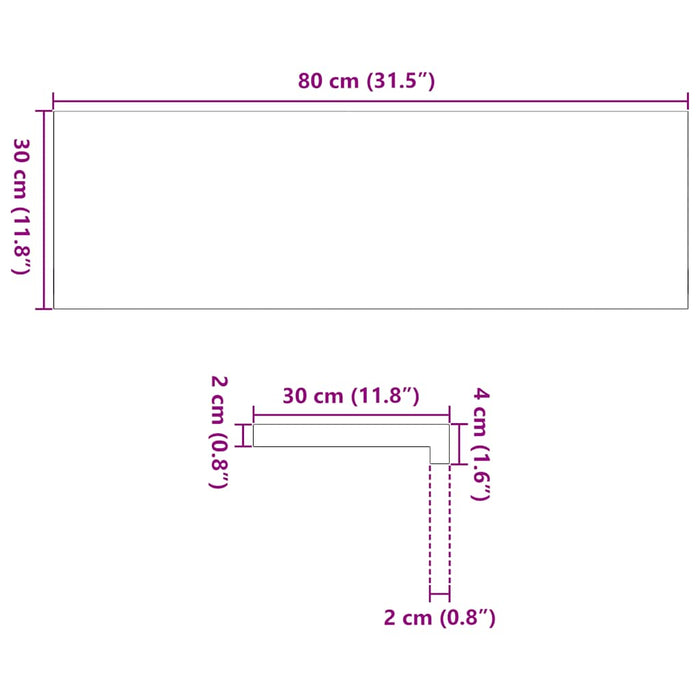 Davanzali 2 pz Non Trattati 80x30x2 cm Legno Massello di Rovere 4009110