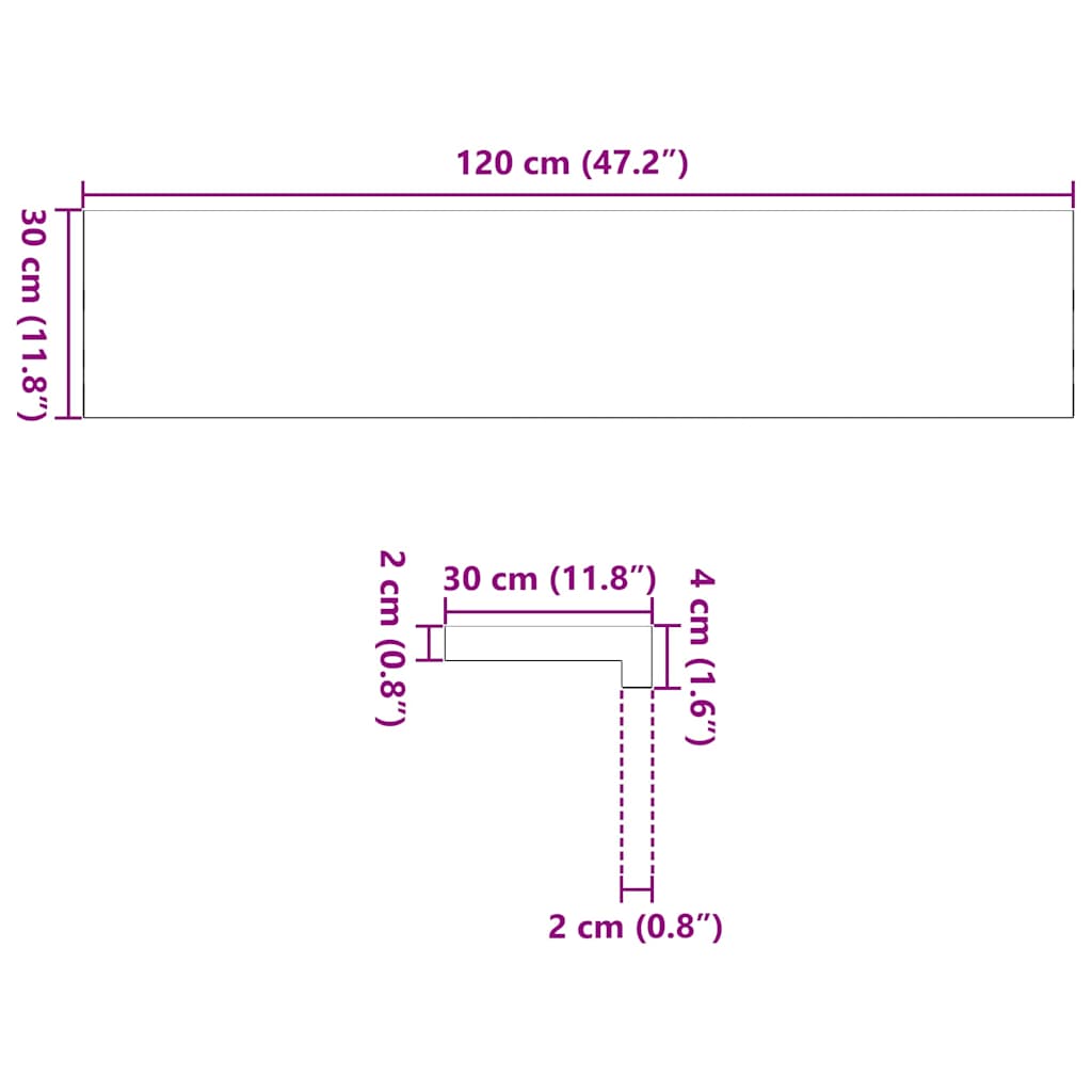 Davanzali 2 pz Non Trattati 120x30x2cm Legno Massello di Rovere 4009114