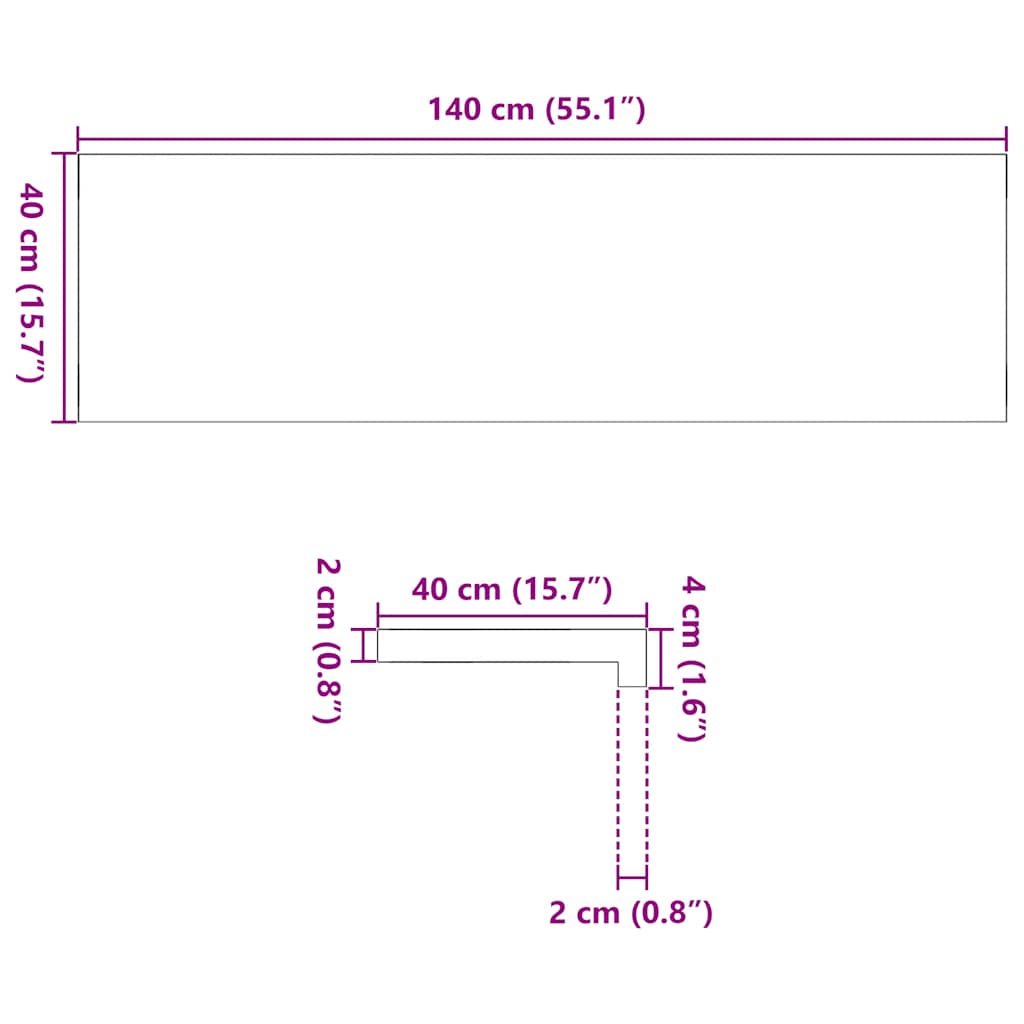 Davanzali 2 pz Non Trattati 140x40x2cm Legno Massello di Rovere 4009123