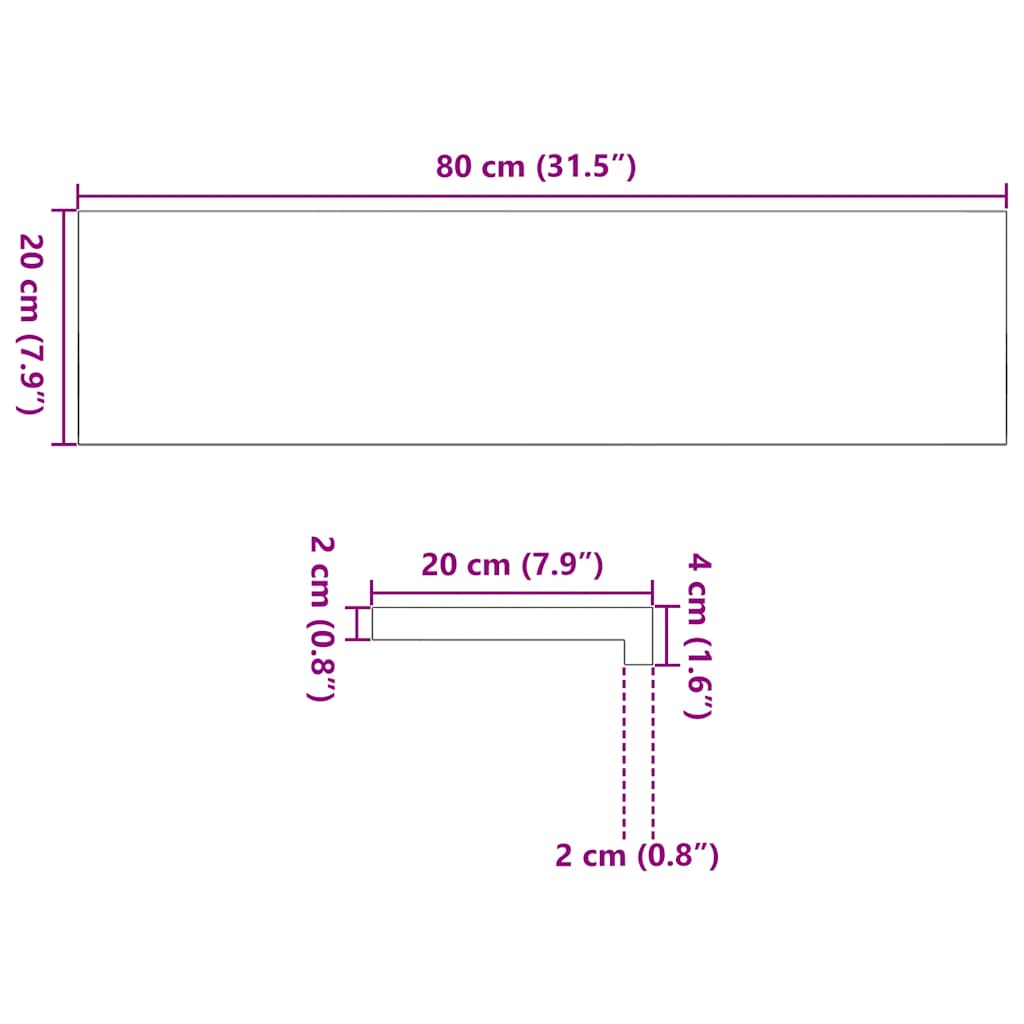 Davanzali 2 pz Marrone Chiaro 80x20x2 cm Legno Massello Rovere 4009134