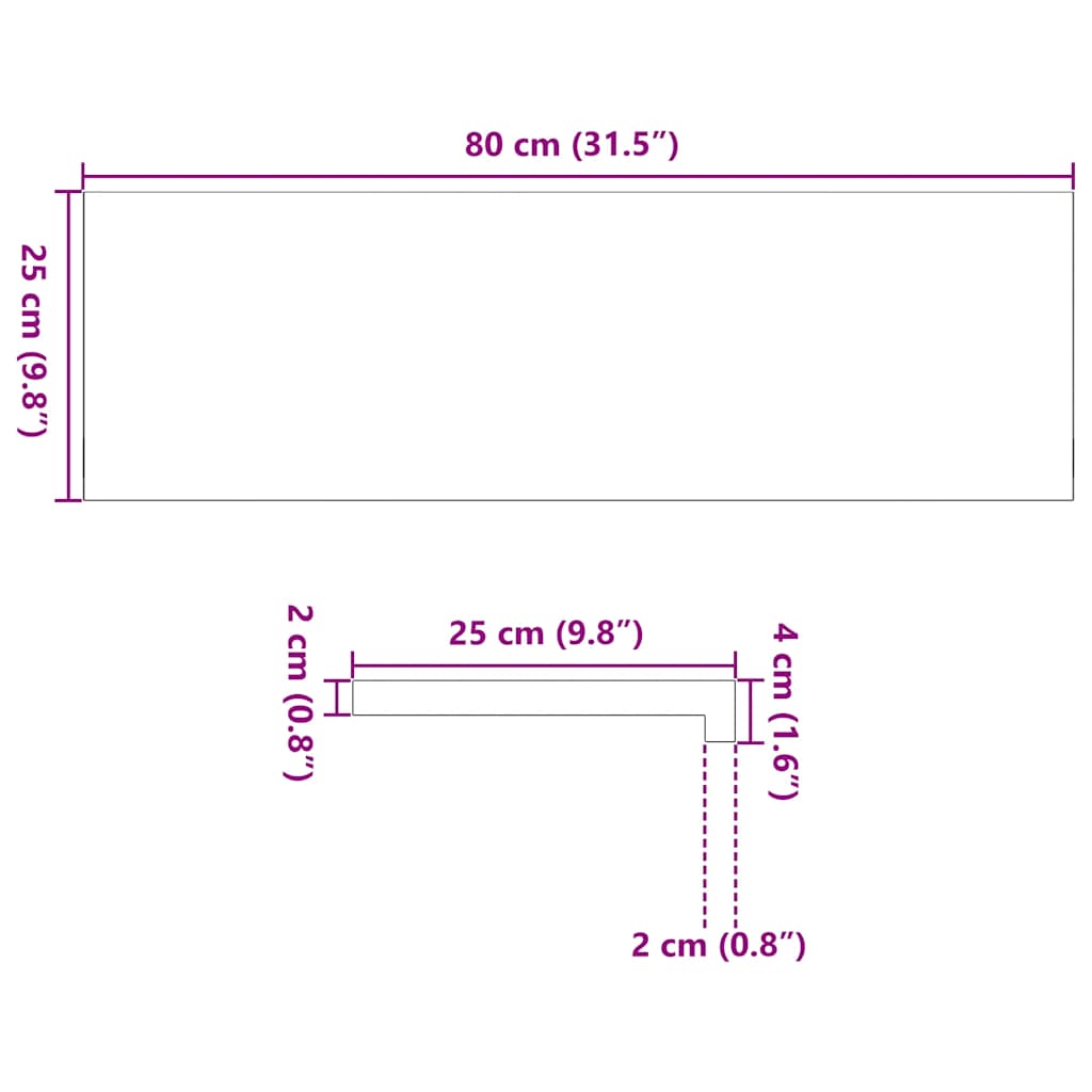 Davanzali 2 pz Marrone Chiaro 80x25x2 cm Legno Massello Rovere 4009142