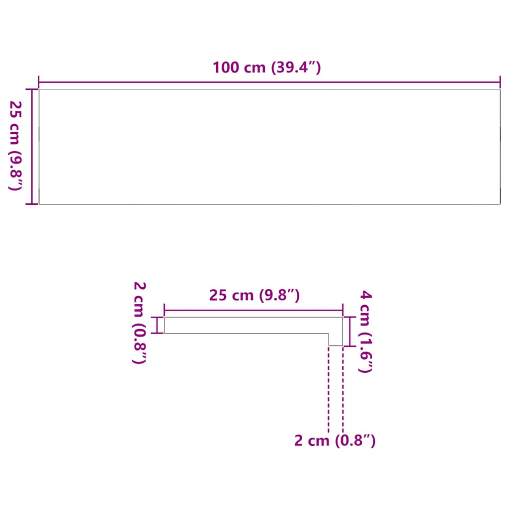 Davanzali 2 pz Marrone Chiaro 100x25x2cm Legno Massello Rovere 4009144