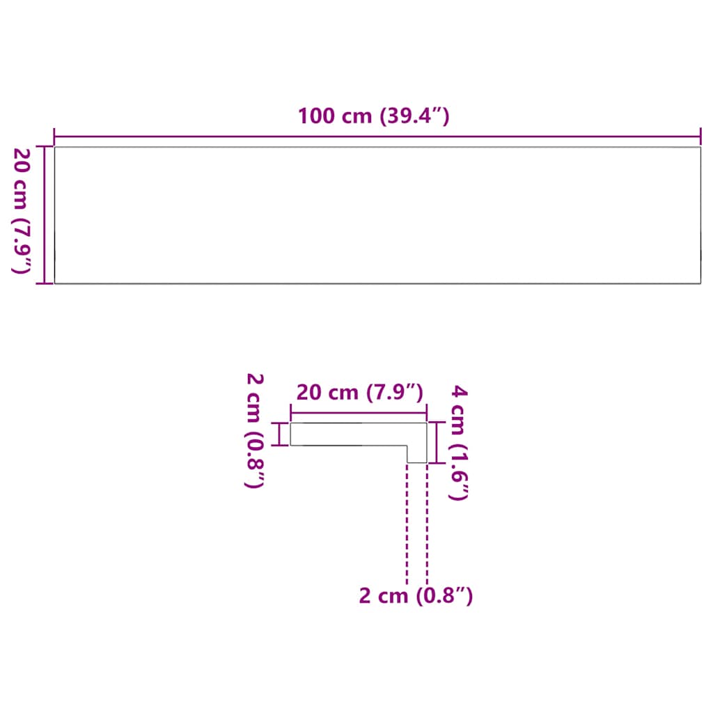 Davanzali 2 pz Marrone Scuro 100x20x2 cm Legno Massello Rovere 4009176