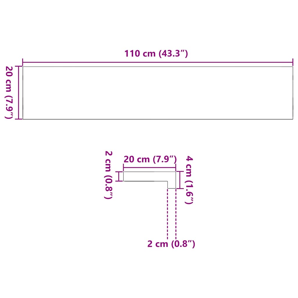 Davanzali 2 pz Marrone Scuro 110x20x2 cm Legno Massello Rovere 4009177