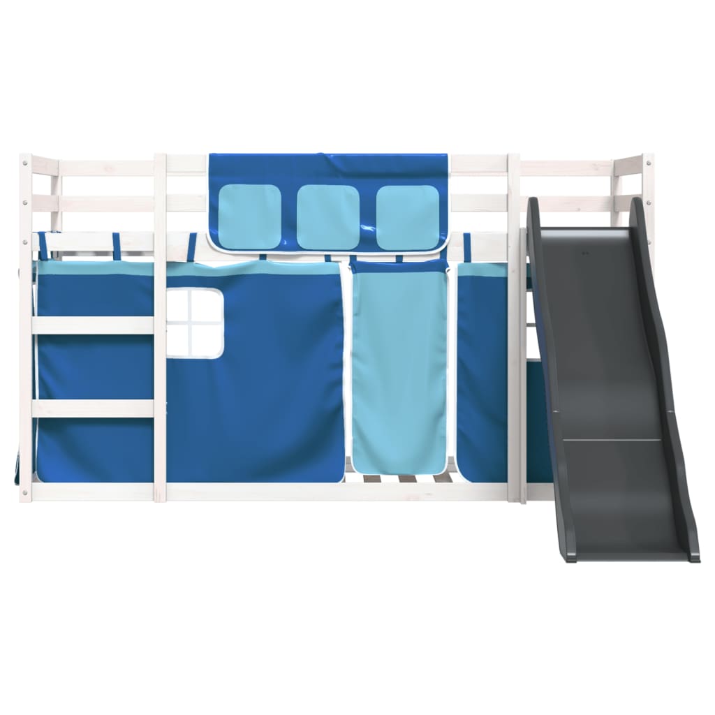 Letto a Castello con Scivolo e Tende Blu 90x200 cm 3284111