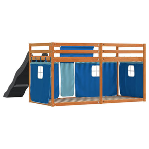 Letto a Castello con Scivolo e Tende Blu 90x200 cm 3284114