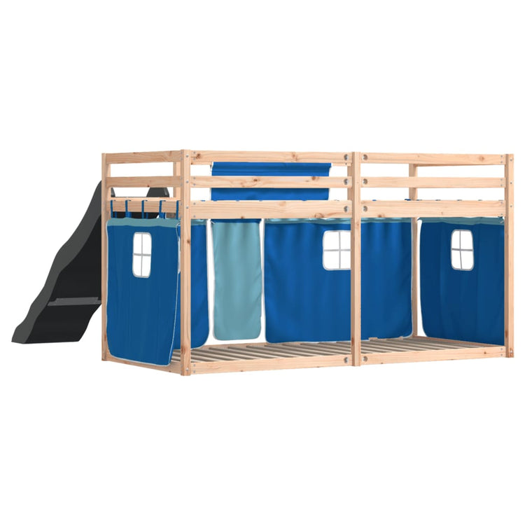 Letto a Castello con Scivolo e Tende Blu 90x190 cm 3284126