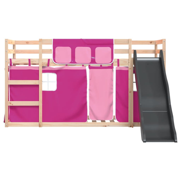 Letto a Castello con Scivolo e Tende Rosa 90x190 cm 3284127