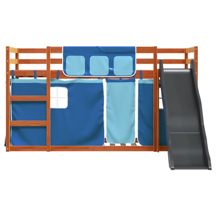 Letto a Castello con Scivolo e Tende Blu 90x190 cm 3284132