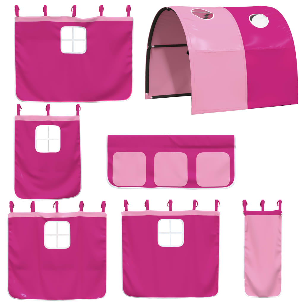 Letto a Castello con Scivolo e Tende Rosa 90x200 cm 3284139