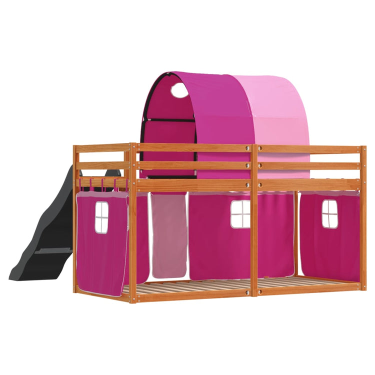 Letto a Castello con Scivolo e Tende Rosa 90x200 cm 3284142