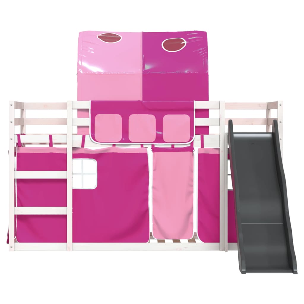 Letto a Castello con Scivolo e Tende Rosa 80x200 cm 3284148