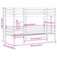 Letto a Castello 90x190 cm in Legno Massello di Pino 3284221