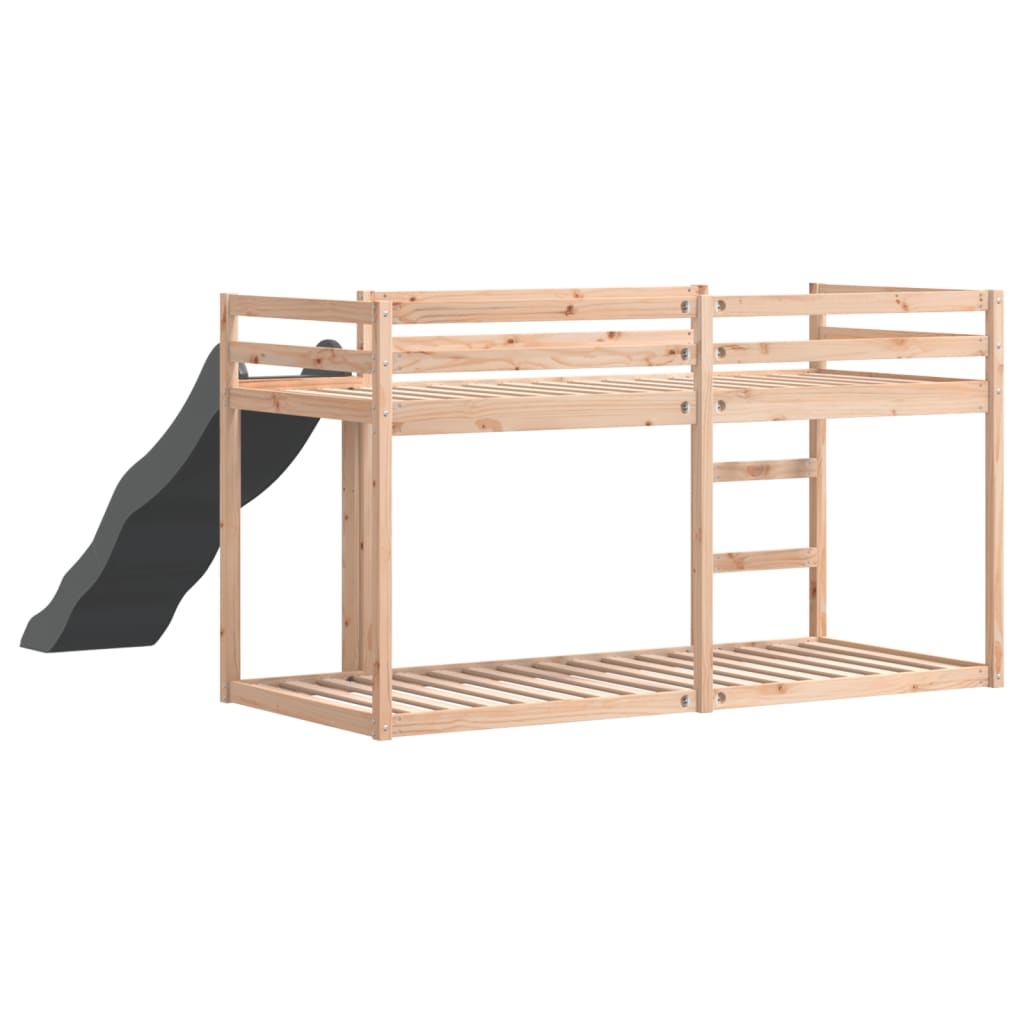 Letto a Castello Scivolo e Scala 90x200 cm Legno Massello Pino 3284242