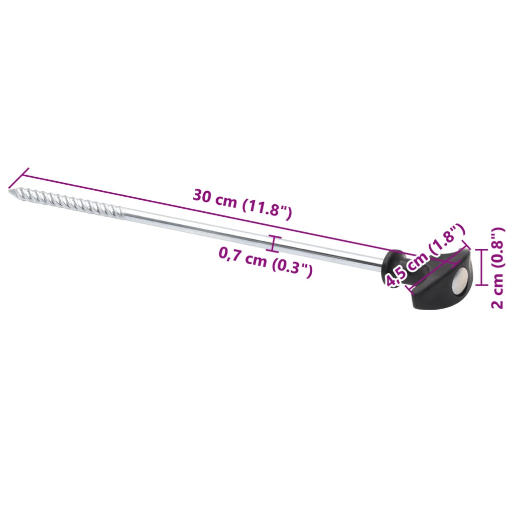 Picchetti per Tenda 24 pz 30 cm Ø7 mm in Acciaio Zincato 4009320