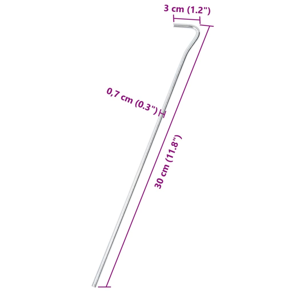 Picchetti per Tenda 25 pz 30 cm Ø7 mm in Acciaio Zincato 4009327