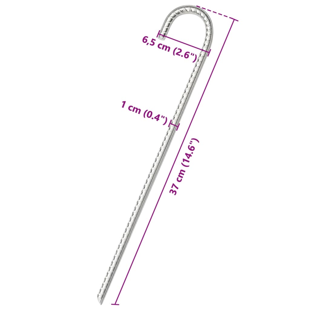 Picchetti per Tenda 12 pz 37 cm Ø10 mm in Acciaio Zincato 4009342