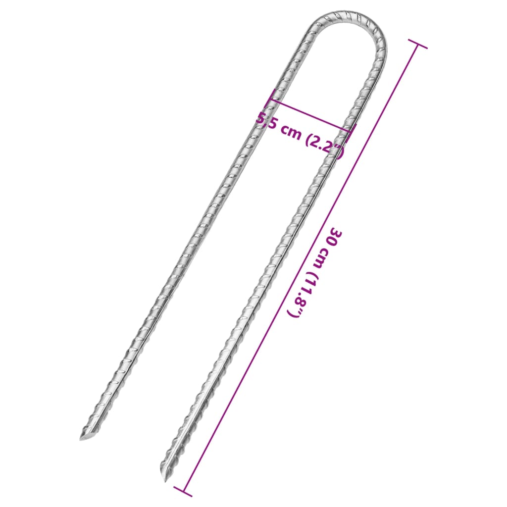 Picchetti per Tenda 6pz a Forma di U 30cm Ø7 mm Acciaio Zincato 4009345