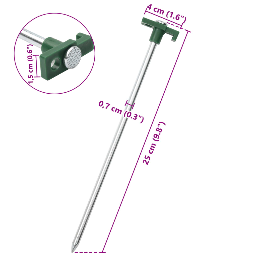 Picchetti per Tenda 12 pz 25 cm 7 mm in Acciaio Zincato e PP 4009356