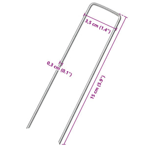 Picchetti da Terra a Forma di U 25pz 15x3,5 cm Acciaio Zincato 4009359