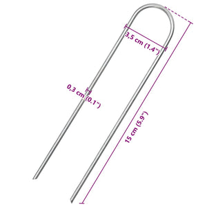 Picchetti da Terra a Forma di U 25pz 15x3,5 cm Acciaio Zincato 4009363