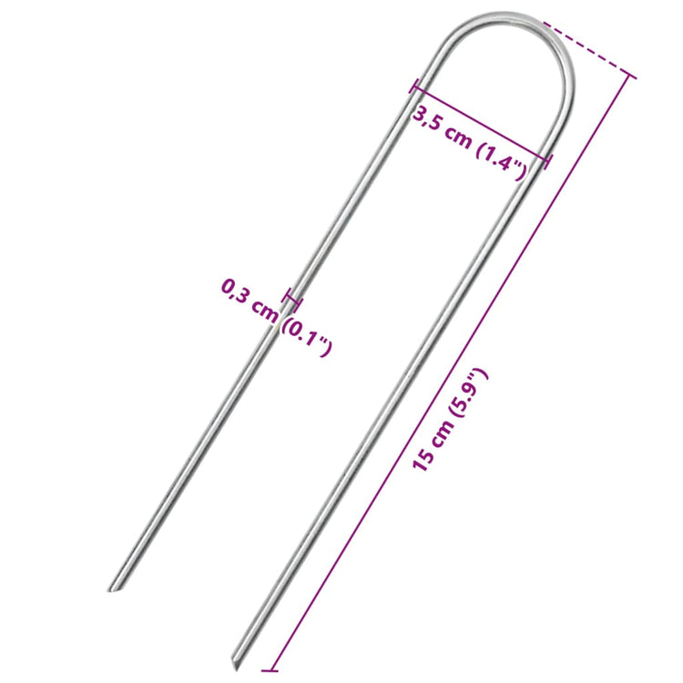 Picchetti da Terra a Forma di U 25pz 15x3,5 cm Acciaio Zincato 4009363