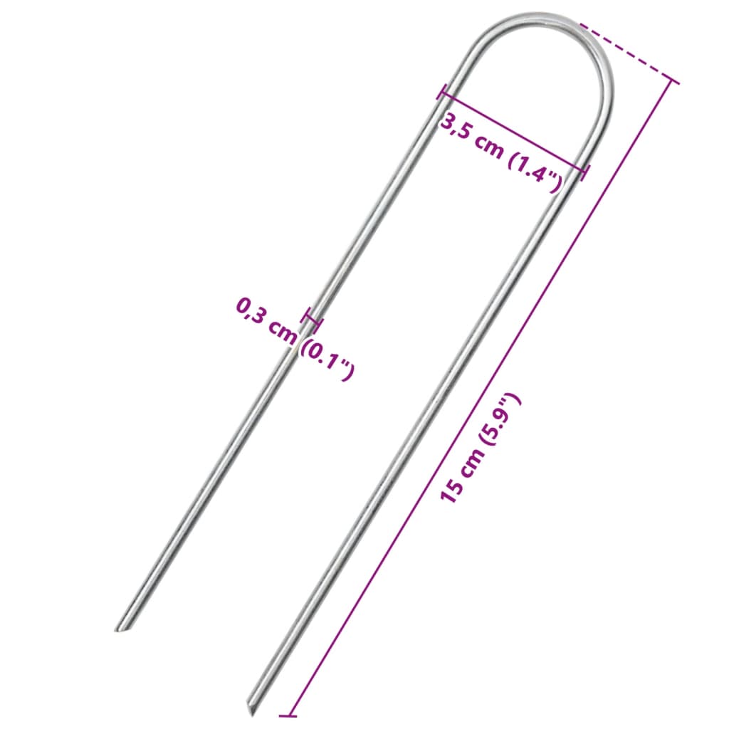 Picchetti da Terra a Forma di U 50 pz 15x3,5 cm Acciaio Zincato 4009364