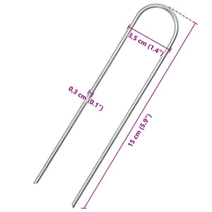 Picchetti da Terra a Forma di U 50 pz 15x3,5 cm Acciaio Zincato 4009364