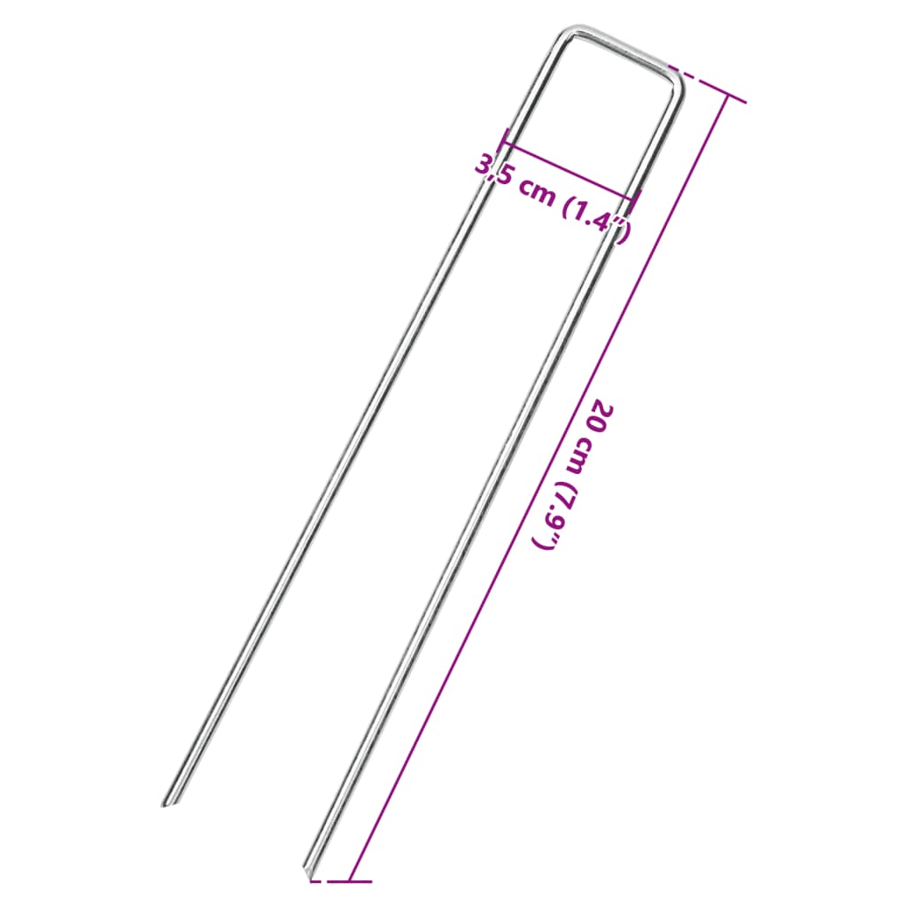 Picchetti da Terra a Forma di U 25 pz 20x3,5 cm Acciaio Zincato 4009365