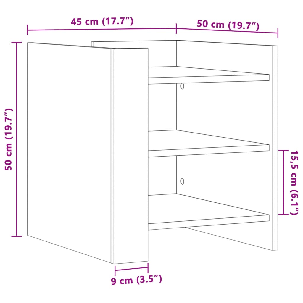 Comodino Rovere Marrone 45x50x50 cm in Truciolato 848296