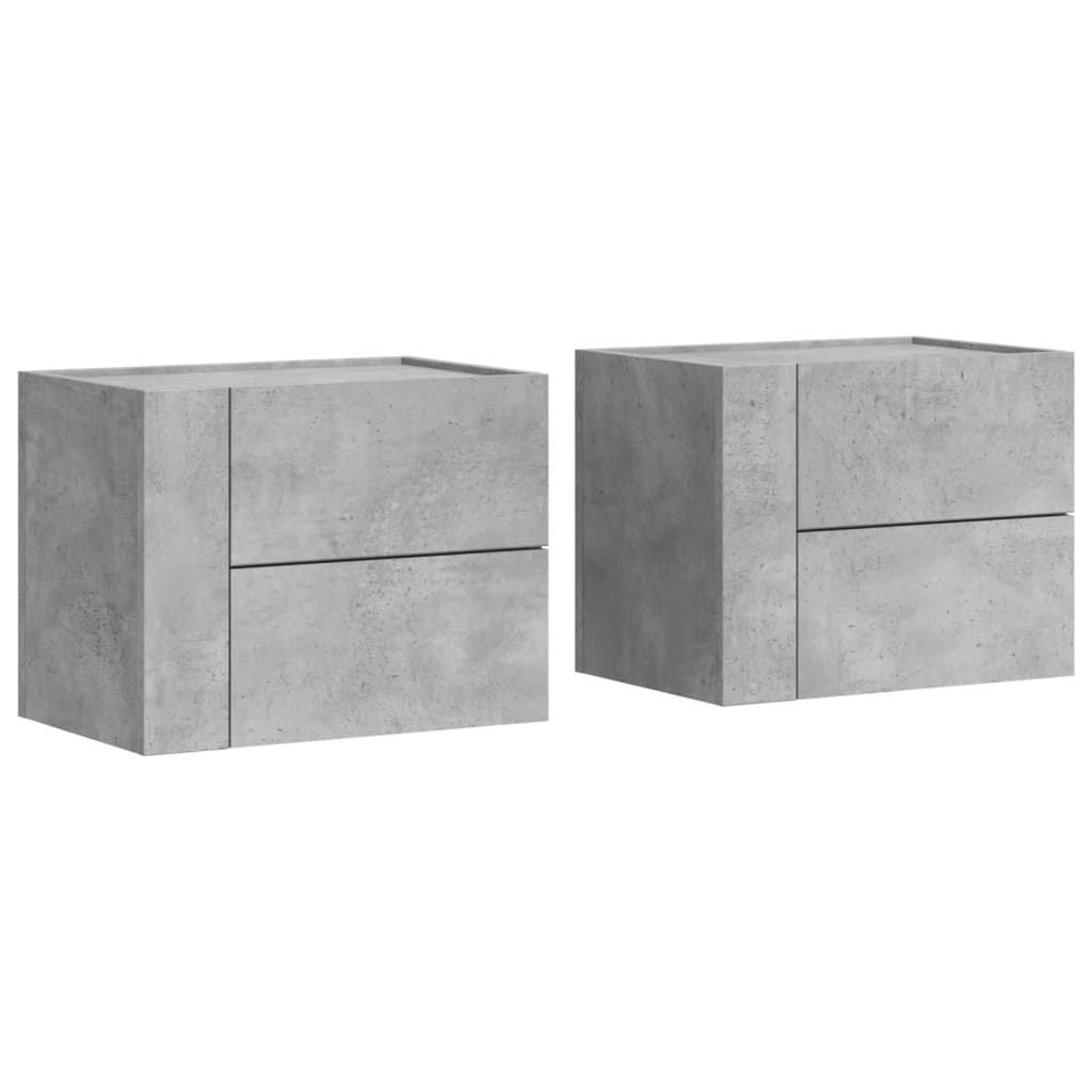 Comodini a Muro 2 pz Grigio Cemento 45x30x35 cm 848332