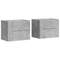 Comodini a Muro 2 pz Grigio Cemento 45x30x35 cm 848332