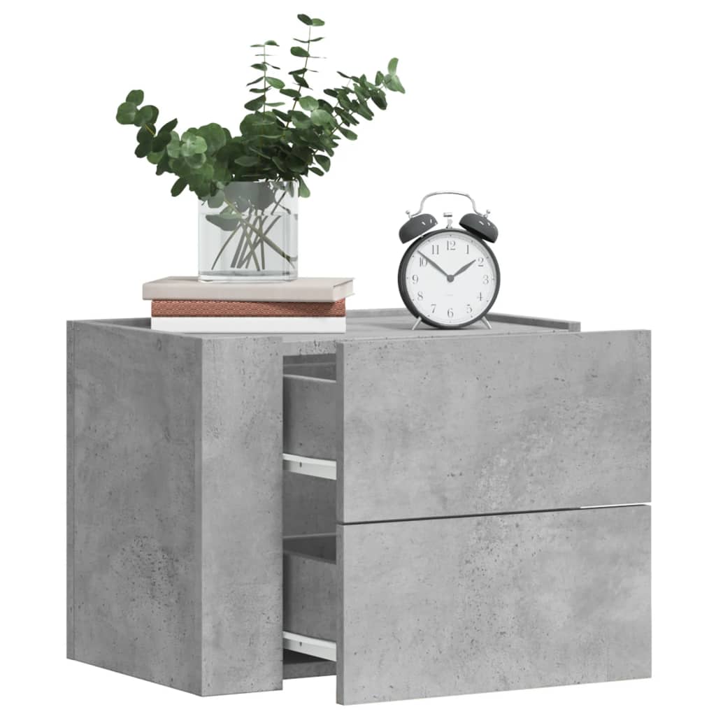 Comodini a Muro 2 pz Grigio Cemento 45x30x35 cm 848332