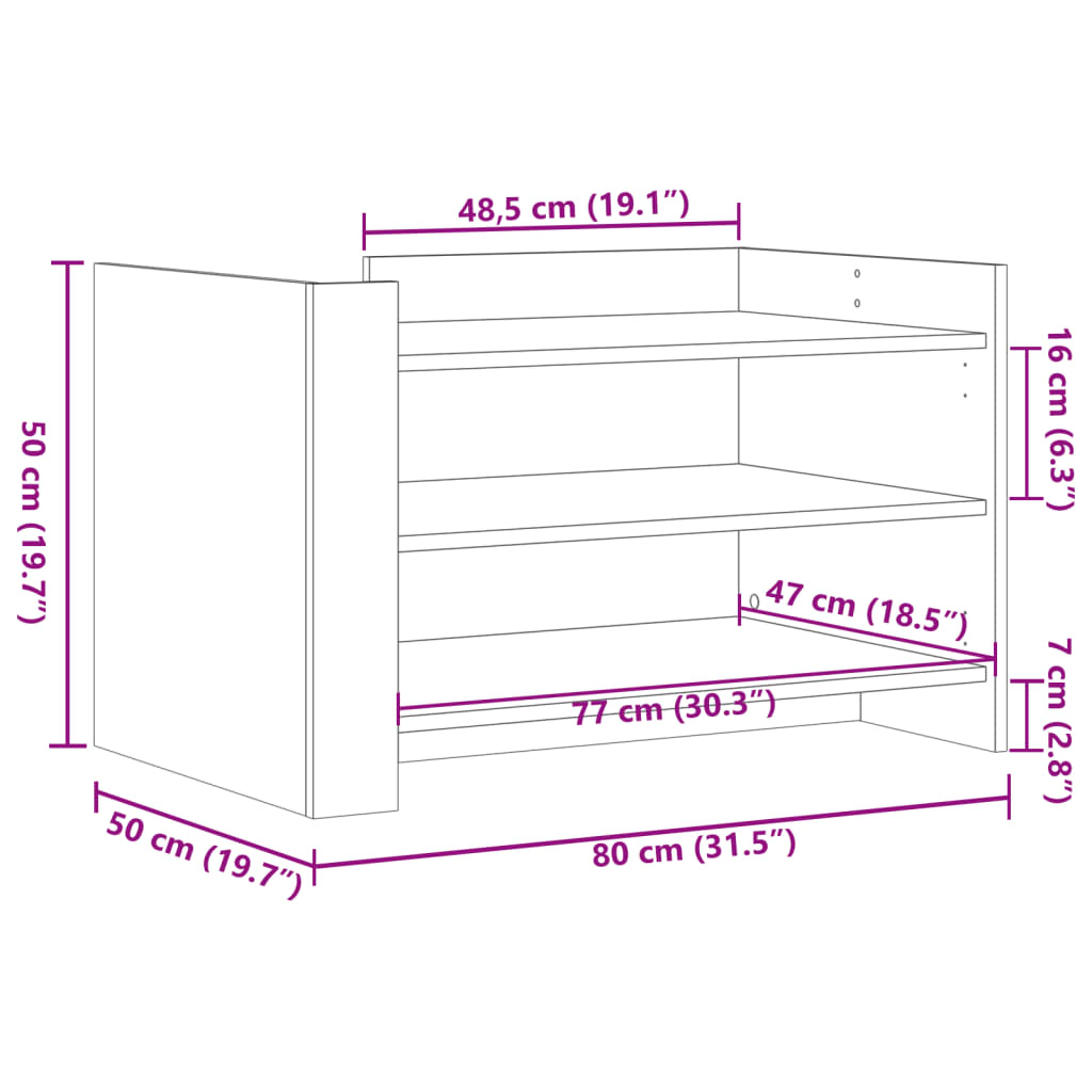 Tavolino Salotto Grigio Cemento 80x50x50 cm Legno Multistrato 848342