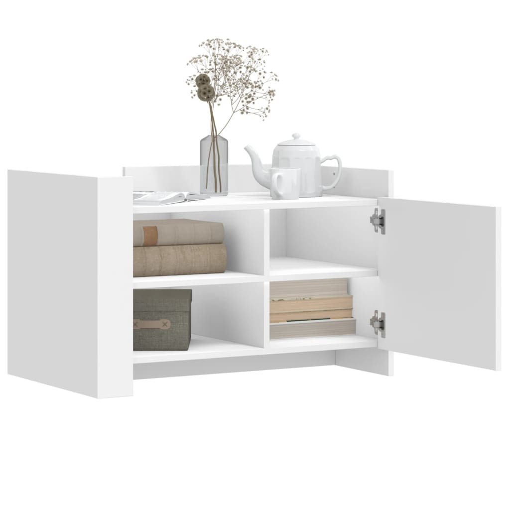 Tavolino da Salotto Bianco 80x50x50 cm in Legno Multistrato 848353