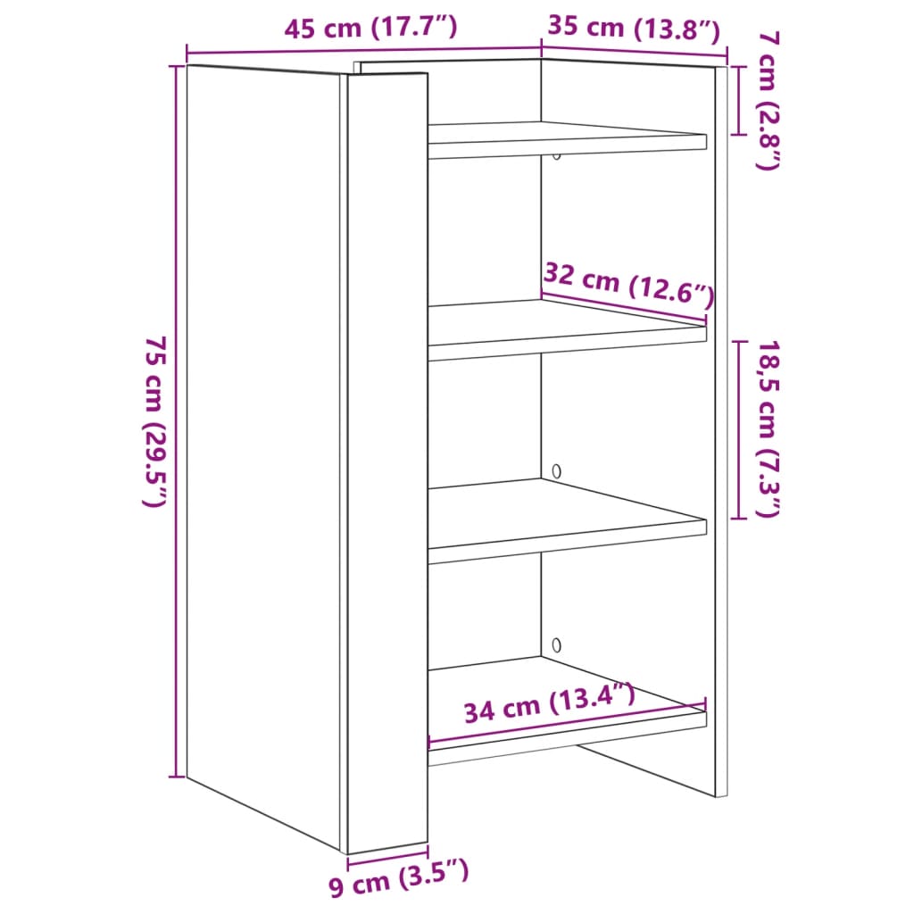 Credenza Rovere Fumo 45x35x75 cm in Legno Multistrato 848385