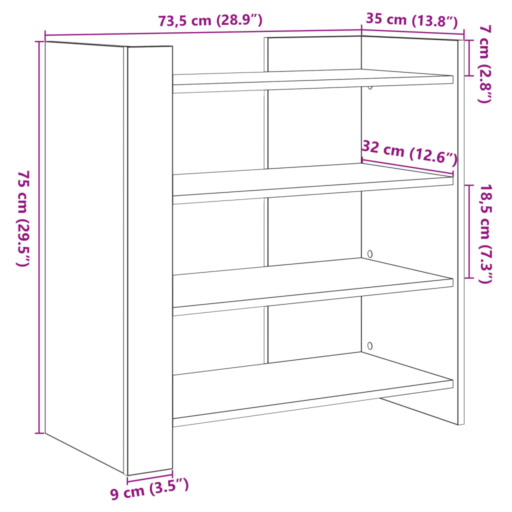 Credenza Rovere Sonoma 73,5x35x75 cm in Legno Multistrato 848390