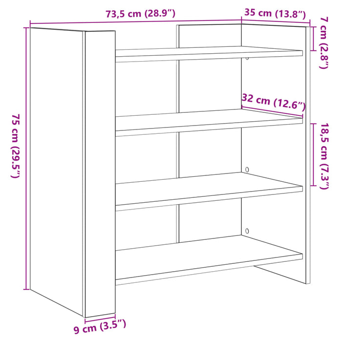 Credenza Rovere Sonoma 73,5x35x75 cm in Legno Multistrato 848390