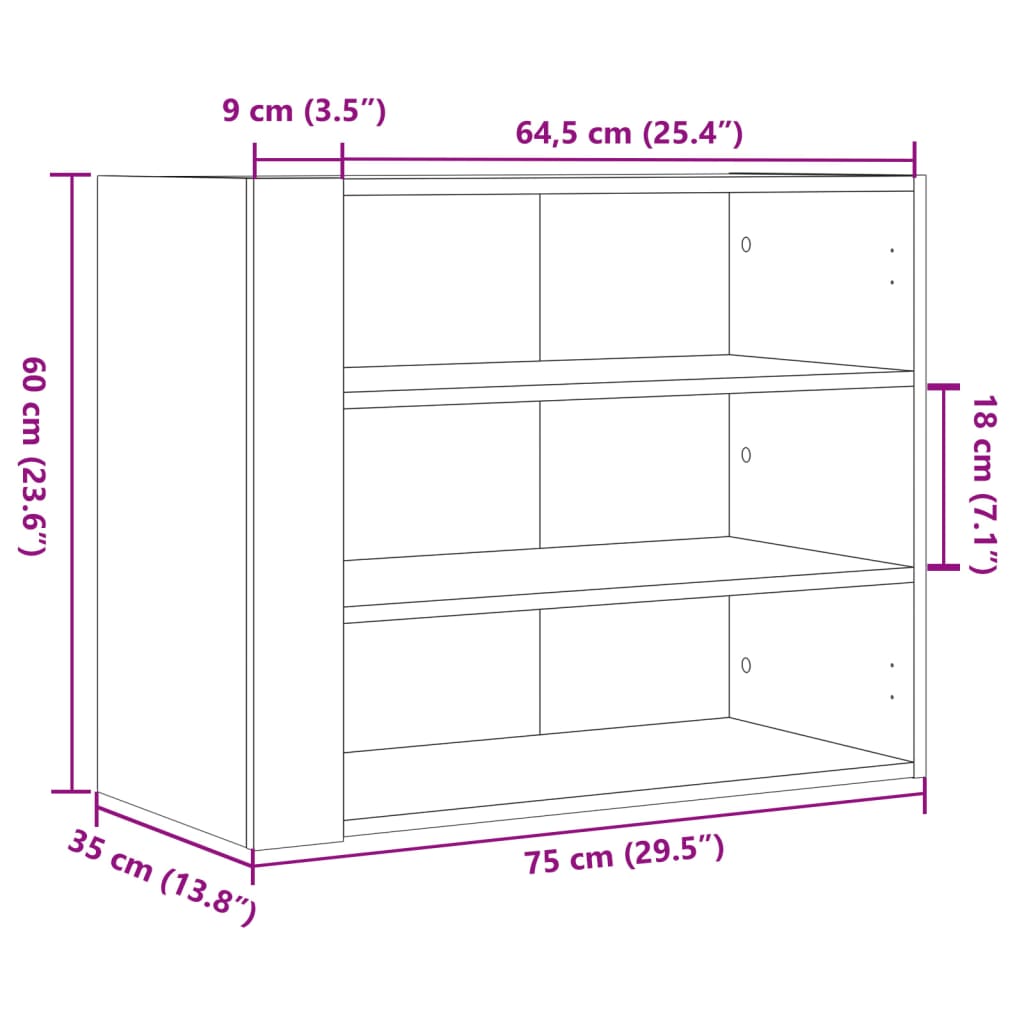 Armadietto a Muro Nero 75x35x60 cm in Truciolato 848417