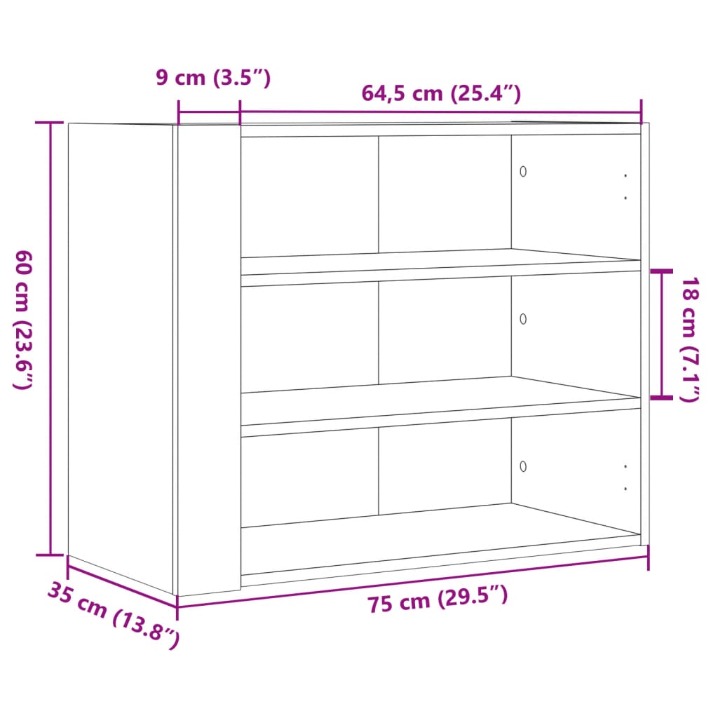 Armadietto a Muro Rovere Sonoma 75x35x60 cm in Truciolato 848418