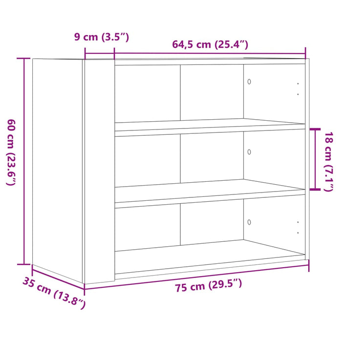 Armadietto a Muro Grigio Sonoma 75x35x60 cm in Truciolato 848421