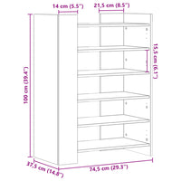 Scarpiera Nera 74,5x37,5x100 cm in Legno Multistrato 848431