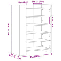 Scarpiera Grigio Sonoma 74,5x37,5x100 cm in Legno Multistrato 848435