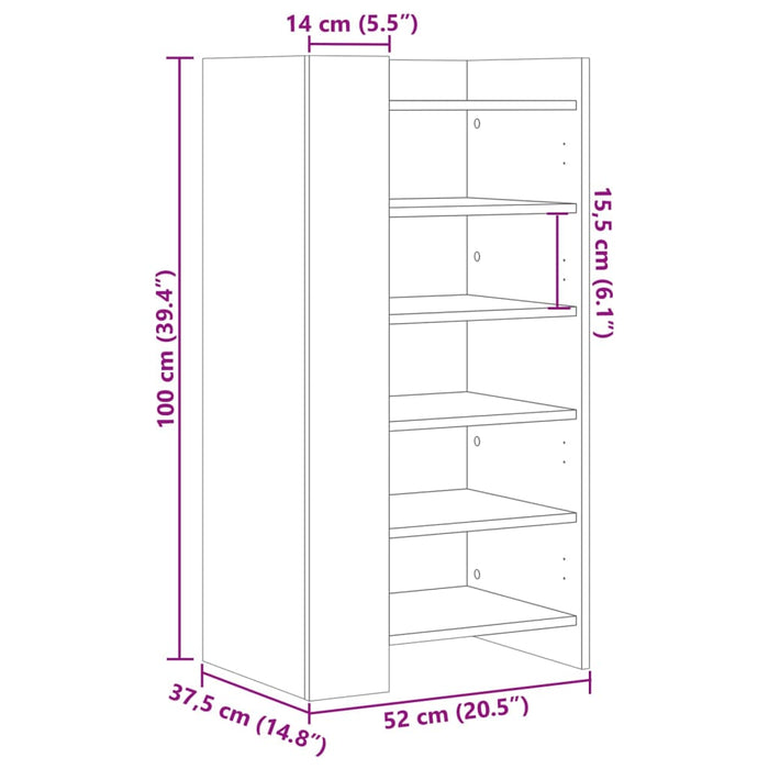 Scarpiera Nera 52x37,5x100 cm in Legno Multistrato 848445